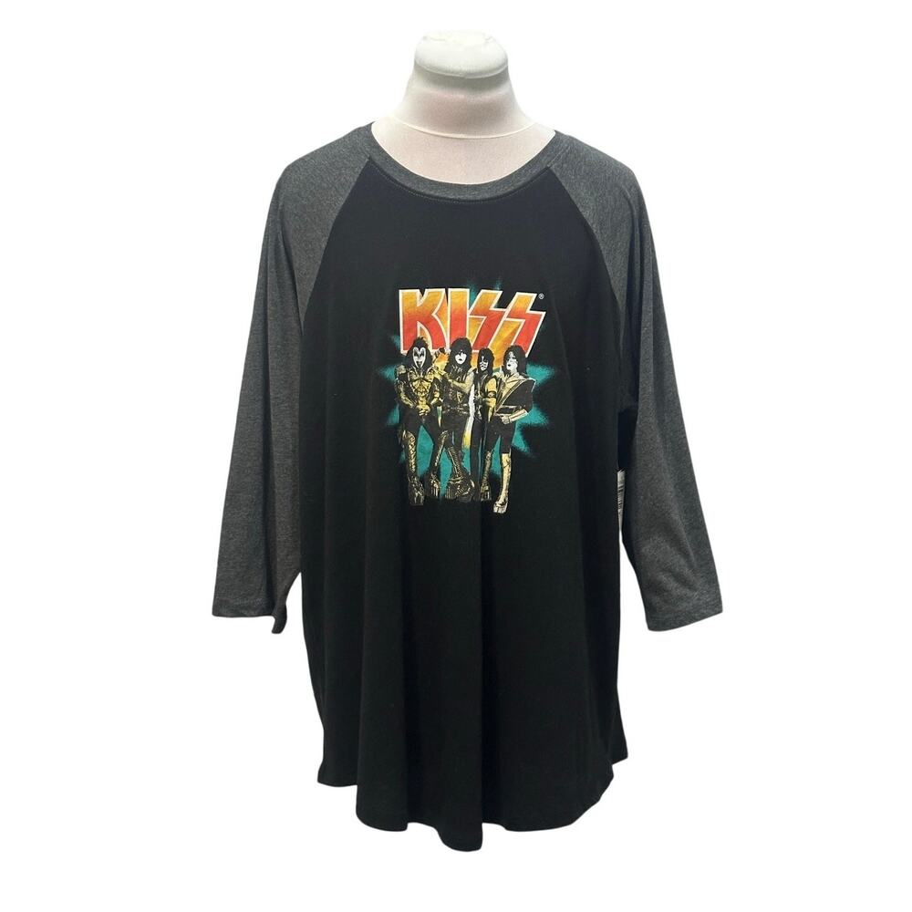 NWT Vinyl Icons x Torrid KISS Destroyer Black Gray Classic Fit Raglan Tee 2 2X